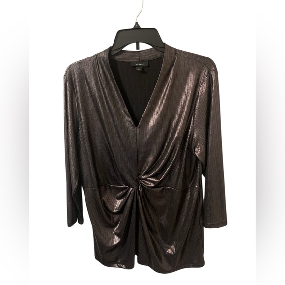 NW Alfani Metallic Dark Gray Metallic Blouse - Picture 1 of 2